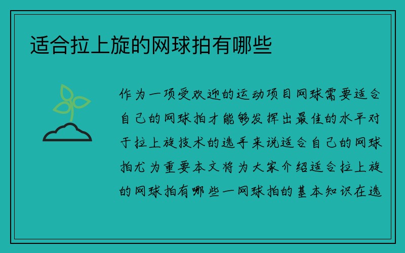 适合拉上旋的网球拍有哪些