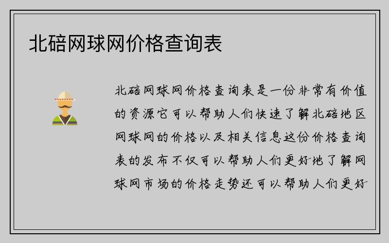 北碚网球网价格查询表